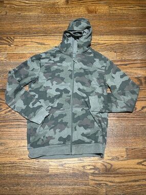 Kids Camo Zip-Up Hoodie Sweatshirt - Green Camo